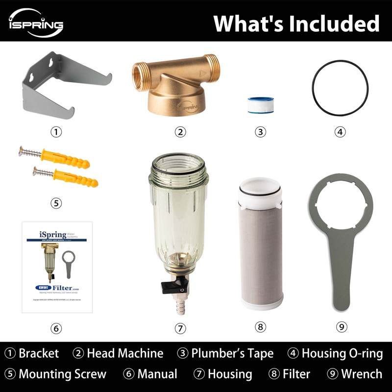 iSpring WSP-50 Reusable Whole House Spin Down Sediment Water Filter,