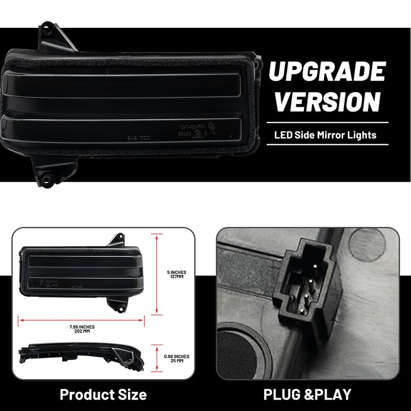 NJSBYL Amber LED Side Mirror Turn Signal Light Kits for