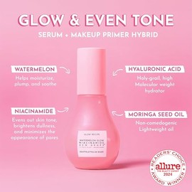 Glow Recipe Gotas de Rocío de Niacinamida de Sandía - Suero Facial Hidratante Iluminador y Rellenador, Prebase de Maquillaje + Iluminador Líquido con Ácido Hialurónico - Cuidado de la Piel Coreano