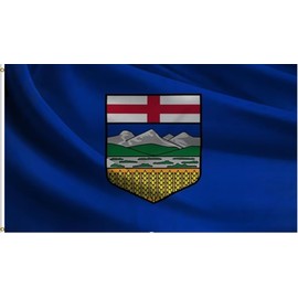 Double Sided 3ply Large Canada Alberta Flag 3x5 FT , 90x150CM Canadian AB Province Flag, Vivid Color, All Weather, Double Stitched Big Size Canadian Albertan AB Province Flags Polyester with Brass Grommets (3ply, 3X5)
