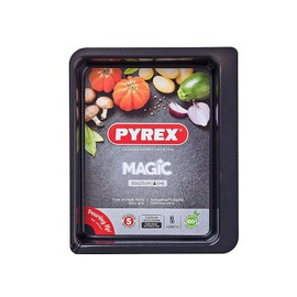 Pyrex 1452073 - Magic - Rectangular Metal Oven Dish, Black, 30 x 23 centimeters