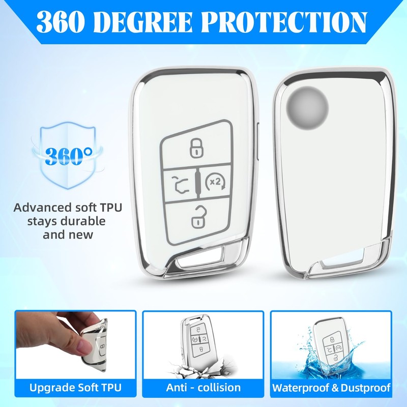 QBUC for Volkswagen Key Fob Cover,5 Buttons Soft TPU Protection