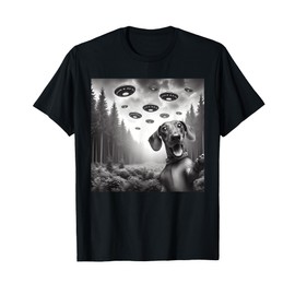 Funny Dachshund Dog Selfie With UFO Alien UFO Themed Stuff T-Shirt