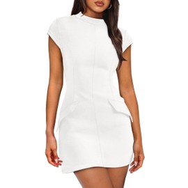 OFEEFAN White Dress Women Cute Summer Fitted Dresses Easter Dresses Cruise Outfits L