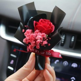 Black Fresh Flowers Mini Dried Flowers Bouquet for Car Air Vent Clips,Air Outlet Perfume Decoration, Car Air Fresheners Interior Accessories,Automotive Air Fresheners