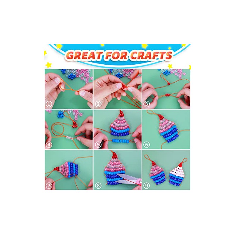 Iooleem Pony Beads (1000pcs Red Glitter) - Beads for Jewelry