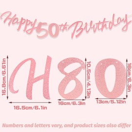 40th Birthday Banner - Rose Gold Glitter Decoration for Men & Women, Happy 40th Birthday Party Decoration, Funny Glitter Party Supplies, 40th Happy Birthday Banner