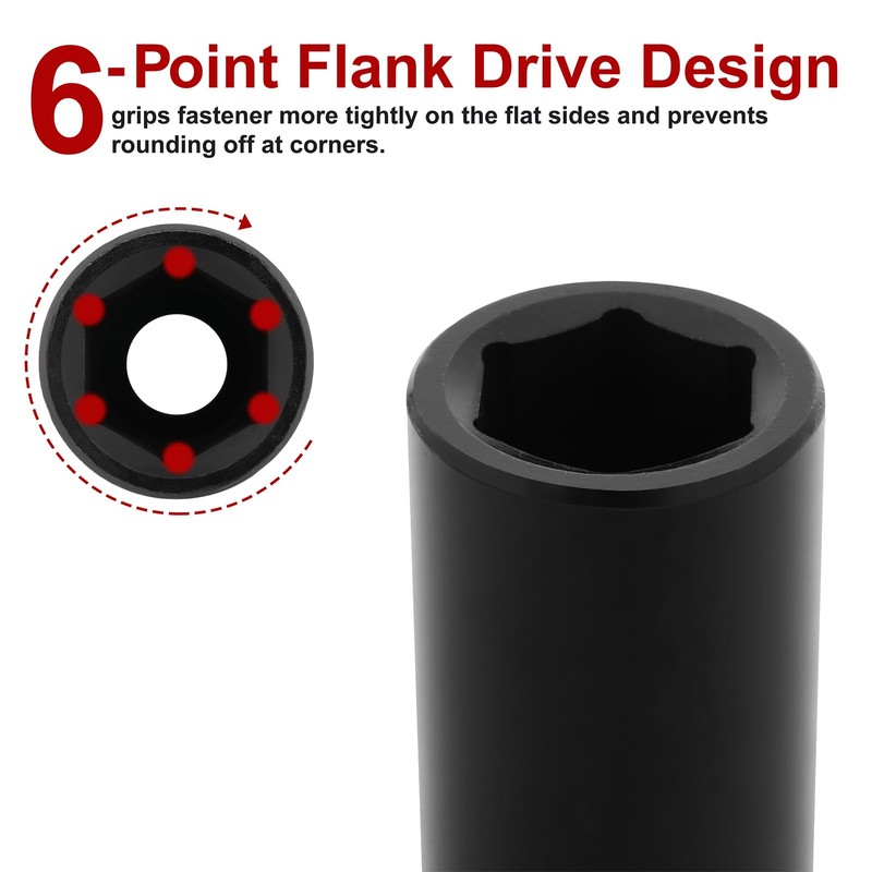 CASOMAN 1/2-Inch Drive x 19mm Deep Impact Socket, 6-Point, Metric,