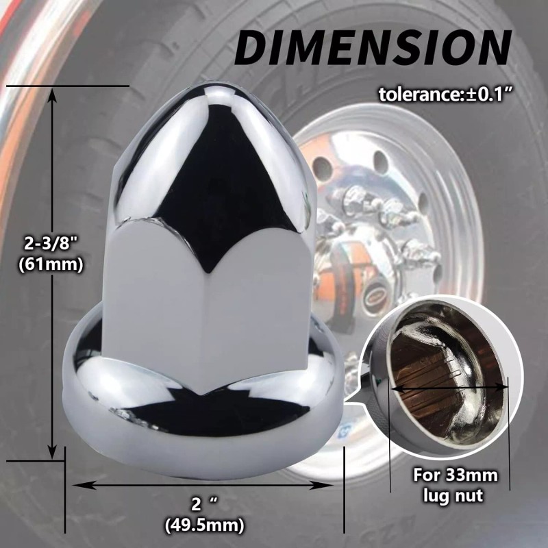 XIUHUA 33mm Chrome Lug Nut Covers ABS Plastic 60 Pack