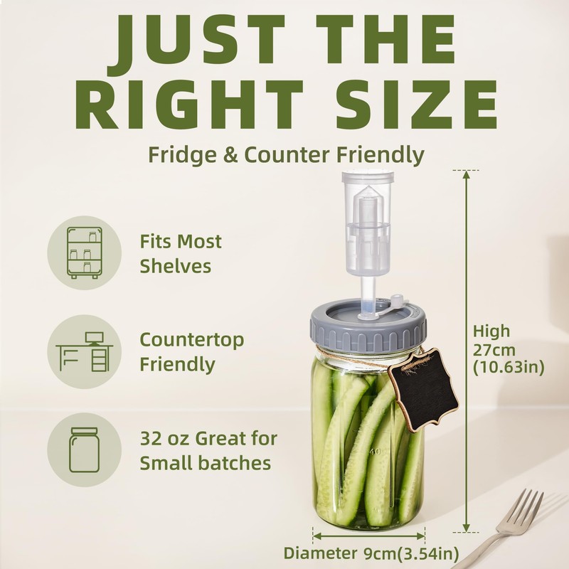 Fermentation Jar, 4-Pack 32 oz Mason Jars with Airlocks
