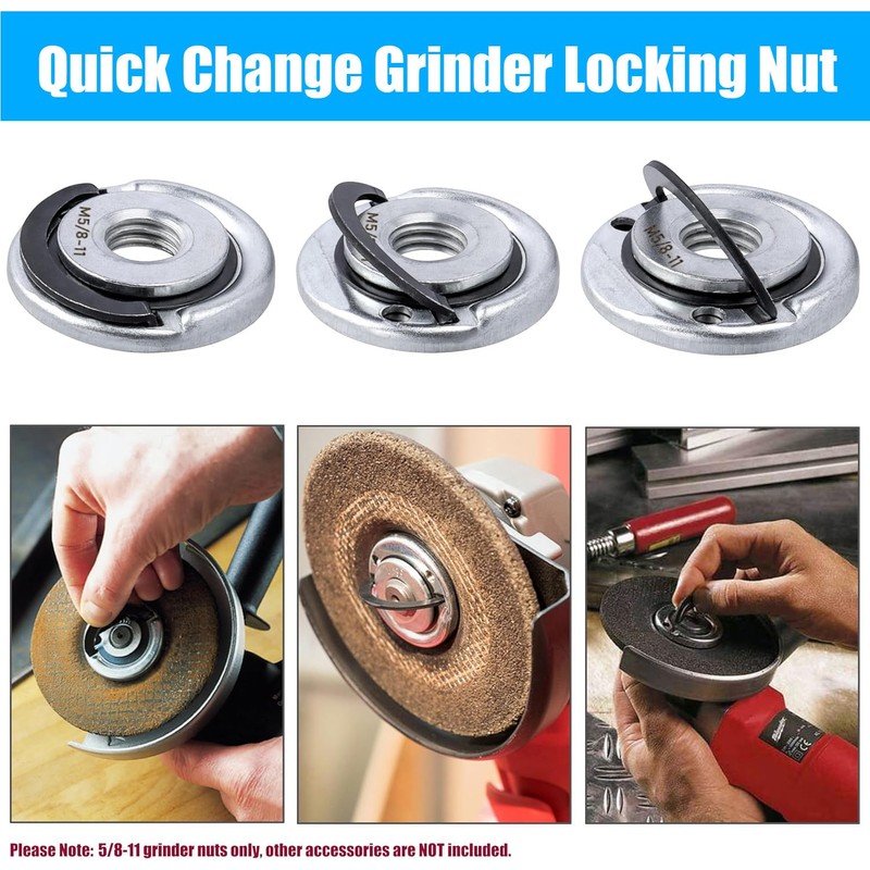 Yakamoz 2PCS M5/8-11 Thread Angle Grinder Lock Nuts, Quick Release