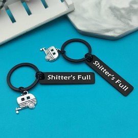 Xiahuyu Shitter's Full Camper Keychain Set Happy Camper RV Keychain Camper Lover Gifts Camping Trailer Keychain Traveler Vacation Jewelry Camping Accessories Key ring for Men Women