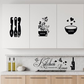 Kitchen Wall Stickers Kitchen Quotes Wall Decals Kitchen Dining Room Wall Decals Wall Art Peel and Stick Kitchen Utensil Decorations Wall Decor Home Decor