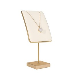 Soporte de joyería beige, soporte de collar dorado para la venta, almacenamiento de collar de terciopelo 【Crema】