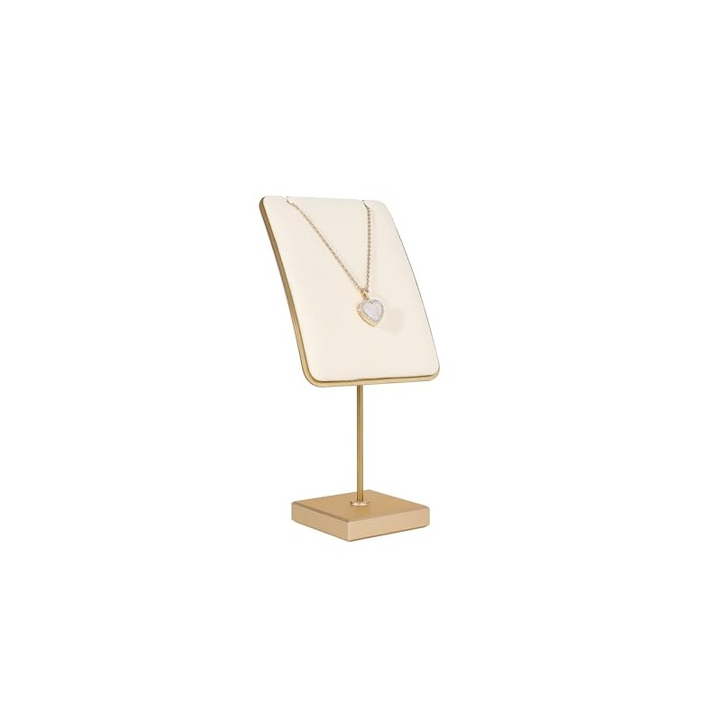 Soporte de joyería beige, soporte de collar dorado para la