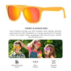 LEICO FASHION Kids Polarized Retro Sunglasses for Boys Girls Age 3-12 Shatterproof Rubberized Frame UV Protection Toddler Children Sun Glasses