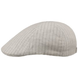 Lipodo Classic Stripes Linen Flat Cap Peaked Cap Cotton Cap Men's Summer Cap with Peak, Peak Spring Summer, Mottled beige