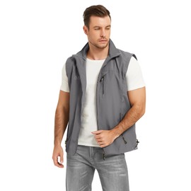Flygo Mens Summer Outdoor Lightweight Travel Work Fishing Hiking Vest Jacket (Small, 01 Grey)