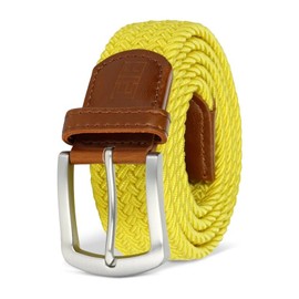 East/18 Perfect Fit Men's Woven Stretch Golf Belt with No-Hole Design| Premium Material| Large/X-Large | Yellow