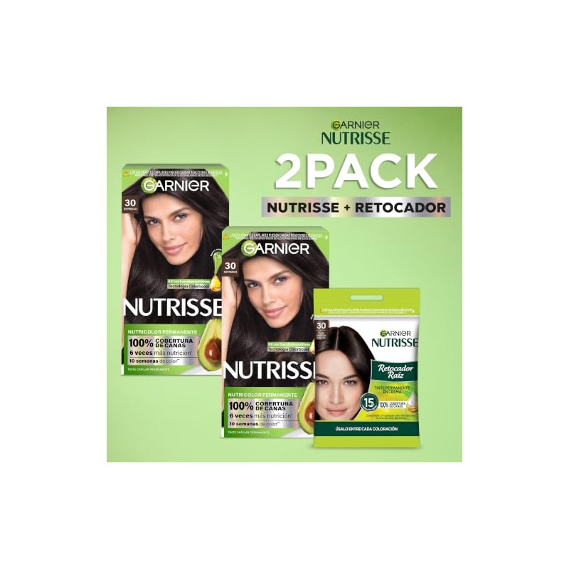 Kit Garnier Nutrisse Coloración Tono 30 Espresso + Retocador de
