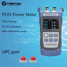 FYBOPTWU - Optical Fiber Cable UPC PON Power Meter Tester Tool ONT OLT Handheld PON Network Detection Online Fiber Tester with FC SC UPC Adapter