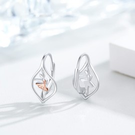 Ballerina Leverback Earrings 925 Sterling Silver Ballet Drop Earrings Dancer Earrings Dancer Ballet Jewelry Gifts for Girls Women Granddaughter, Sterling Silver, No Gemstone