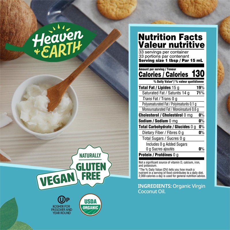 Heaven & Earth Organic Unrefined Virgin Coconut Oil, (2 Pack)