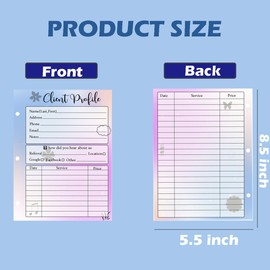 100 Pack Client Profile Cards Customer Information Card 5.5 x 8.5 Inch Stylist Binder Insert Card Client Contact Profile Record Cards for Nail Hair Salon Spa Hairdresser Supplies