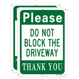 "Please Do Not Block The Driveway" Sign, No Parking Metal Sign | 25 X 18CM Reflective Aluminum, Easy Mounting, Rust-Free/Fade Resistance, UV Protected,2 Pack