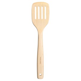 Fiskars Folken 1075686 Slotted Spatula for Coated Cookware, Length 30 cm, FSC Certified Maple Wood