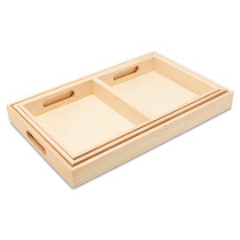 DIY Wooden Tray Set, Pack of 1 Sets of 4 Nesting Wood Tray with Handles for Crafts, Organizing, Serving, Home Decor, & Classroom Play, by Woodpeckers