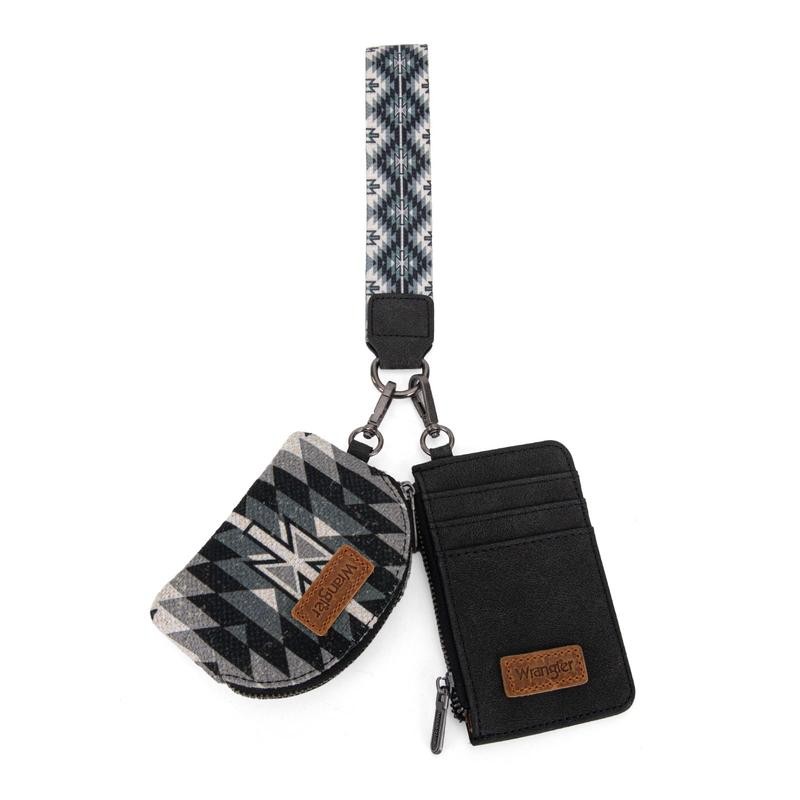 Wrangler Aztec Keychain Wristlet Wallets Western Dual Pouch Wristlet Credit