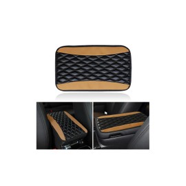 Couslcd Auto Center Console Pad, Universal Waterproof Armrest Seat Box Cover, Car Interior Accessories, Leather Auto Armrest Cover Protector for Most Vehicle, SUV, Truck (Beige)