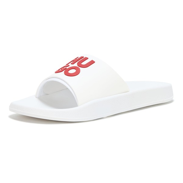 HUGO Stacked Logo Slide Sandal, cream, 10