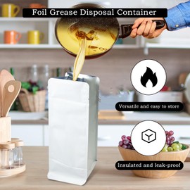 Grease Bag Disposable, 50 Pcs Food Storage Bags, Foil Grease Disposal Container, Grease Container Bags with Sealing Strips, Disposable Grease Storage Container for Hot Liquids & Oils