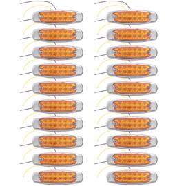 WUSILILU 20PCS LED Amber Light Side Marker for 12V Peterbilt Truck Trailer,12V DC Heavy Truck Side Lamps