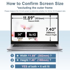 Laptop Privacy Screen 14 Inch for HP Dell Acer Asus Lenovo Thinkpad Envy Xps, 16:10 Aspect IPROKKO Removable 14in Anti Blue Light Glare Privacy Filter Shield, Anti Spy Computer Monitor Security