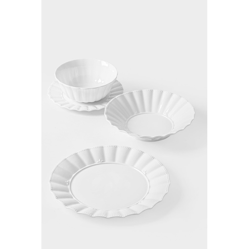 HOMBENE Plates and Bowls Sets, 12 Piece Dinnerware Sets Bone