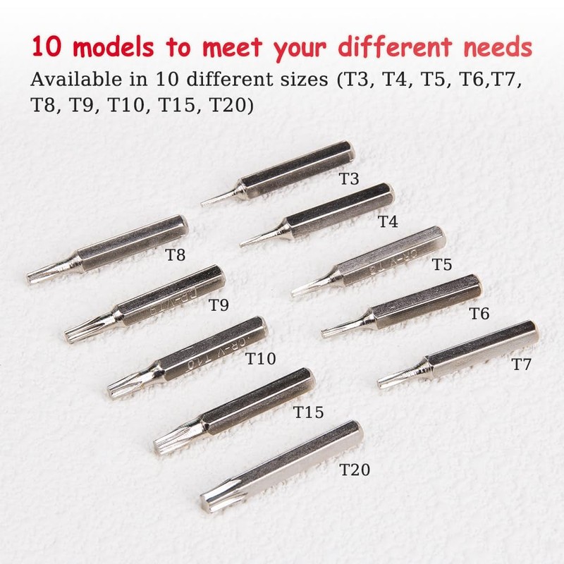 WSDMAVIS 10pcs/Set 4mm Torx Bits Set CR-V T3 T4 T5