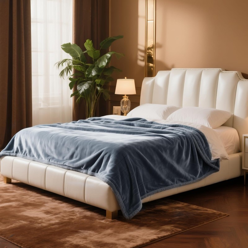 Plush Velvet Fleece Bed Blanket, Lightweight Queen Size Blanket, Soft