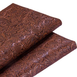 HGUAN Embossed Faux Leather Fabric 1 Yard Cut 36"x53" Embossed Vinyl Suitable for Upholstery Furniture Seat, Handmade DIY Projects (Brown)