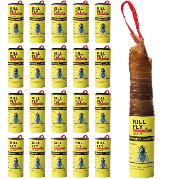 20 Pack Sticky Fly Paper Roll Indoor, Fly Tape Ribbon,