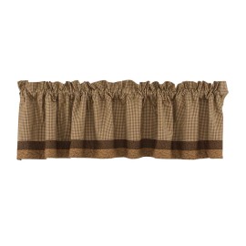 Unbranded New Primitive TAN CHOCOLATE BROWN GINGHAM CHECK PATCHWORK VALANCE Curtain Topper