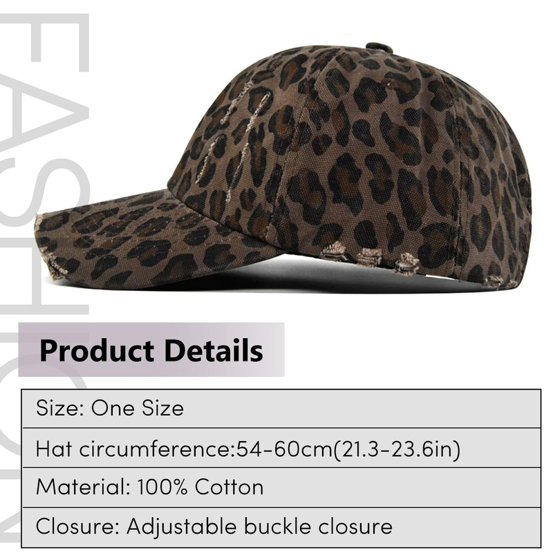 WULIQIUQIU Women's Leopard Print Baseball Cap Retro Mommy Hat Adjustable