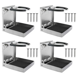 YaeMarine 4-Pack Stainless Steel Adjustable Folding Drink Holder Cup Holder for Marine/Boat/Caravan/Car