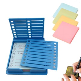 Sticky Note Stencil, Sticky Note Holder with Stencil 3x3 Sticky Note Line Stencil and Holder, Perfect for to-Do Lists, Home, Office, Sticky Notes Dispenser, Reusable Note Organizer (Blue)
