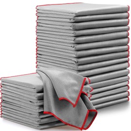 Maxcheck 24 Pack Microfiber Glass Cleaning Cloths 16 x 16 Inch Lint Free Streak Free Cleaning Towels Reusable Glass Polishing Cloths for Cleaning Window, Glasses, Car, Mirrors, Stainless Steel