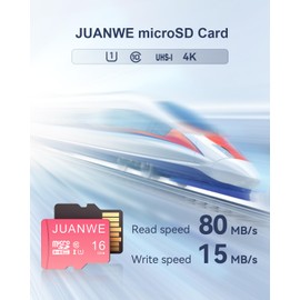 JUANWE 16GB Micro SD Card 10 Pack microSDHC Memory Card with SD Adapter, C10, U1,TF Card 16GB for Dash Cam, Security Camera, Pink