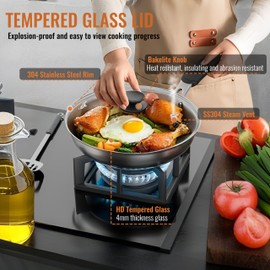 CnSneg 8 Inch Pan Lid For Pots Pans and Skillets, Cast Iron Skillet Lid, Tempered Glass Pan Lids Replacement, Pot Covers for Cooking, Wok, Crock Pot Lid with Stainless Steel Rim, Frying Pot Lids Only