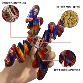 4.3 Inch Petal Hair Claw Clips for Women Thin Thick Curly Hair,Cellulose Acetate Hair Claw,Strong Hold jaw clips (2Pack)